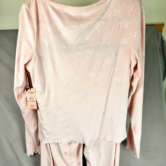 Juicy Couture Pink Velour Rhinestone Pajama Lounge Set Women's XL Y2K Aesthetic